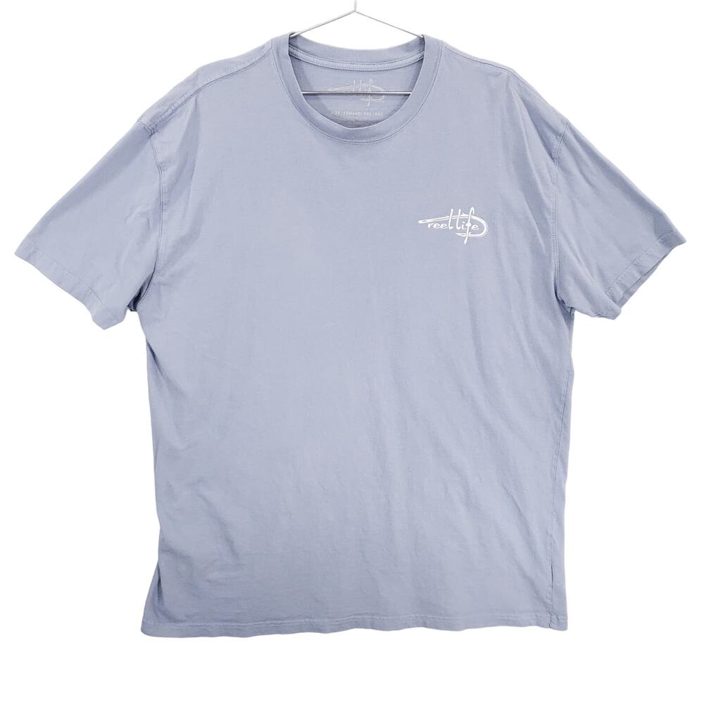 Reel Life T Shirt Womens XXL Light Blue Canoe Kayak Paddle Sunset Outdoor Tee